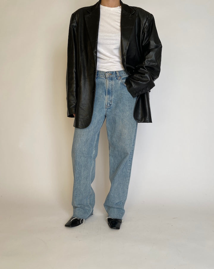 VINTAGE OVERSIZED BLACK LEATHER JACKET 4578