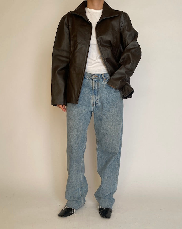 VINTAGE DARK BROWN LEATHER JACKET 4605