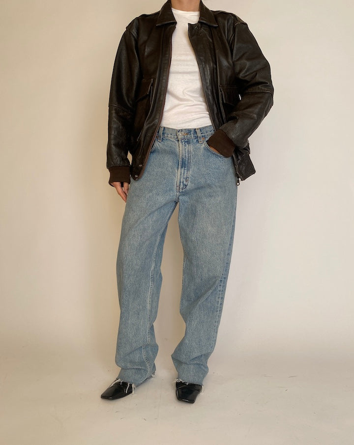 VINTAGE DARK BROWN LEATHER JACKET 4606