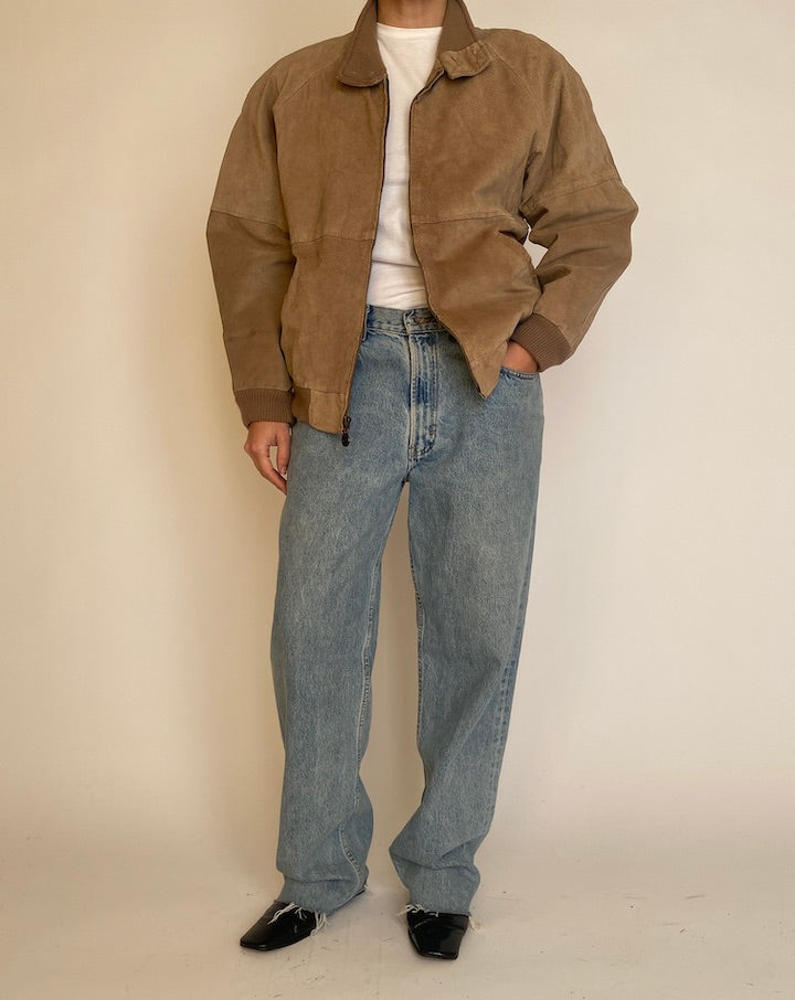VINTAGE BEIGE SUEDE LEATHER JACKET 4613