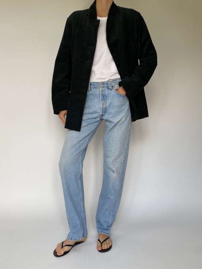 Vintage black suede leather jacket 4651