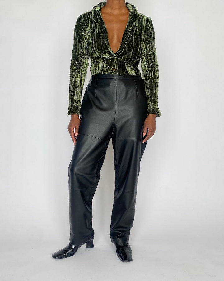 VINTAGE GREEN VELVET BLOUSE 4719