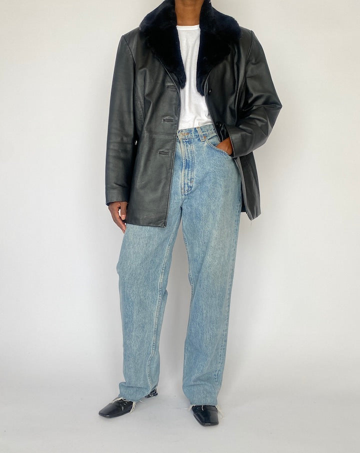 VINTAGE BLACK LEATHER JACKET 4758