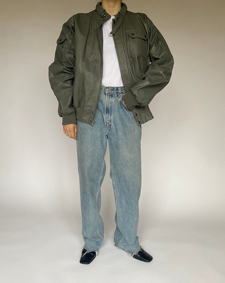 VINTAGE GREY FLIGHT LEATHER JACKET 4761