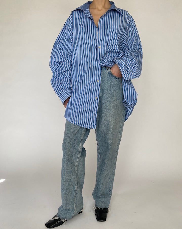 VINTAGE OVERSIZED BLUE STRIPED SHIRT 4779