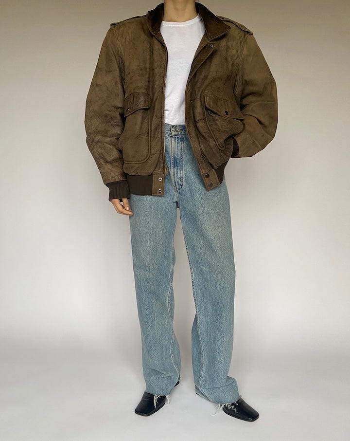 BROWN BOMBER-LIKE LEATHER JACKET 4781