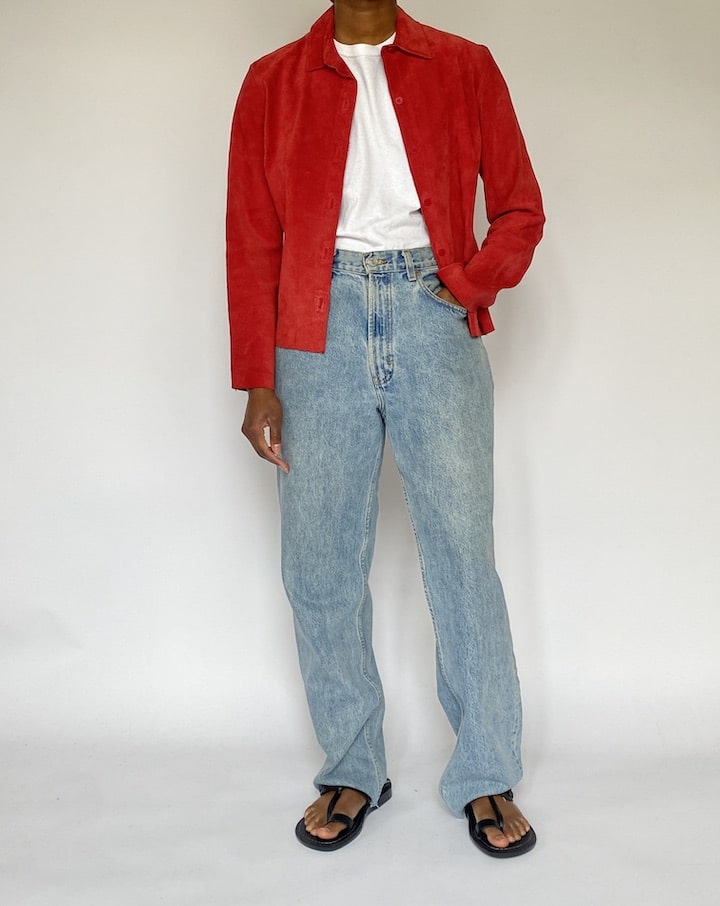 VINTAGE RED SUEDE LEATHER JACKET 4784