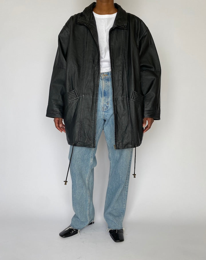VINTAGE BLACK LEATHER JACKET 4832