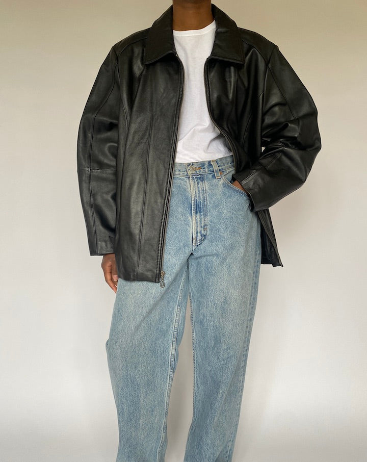 VINTAGE BLACK LEATHER JACKET 4860