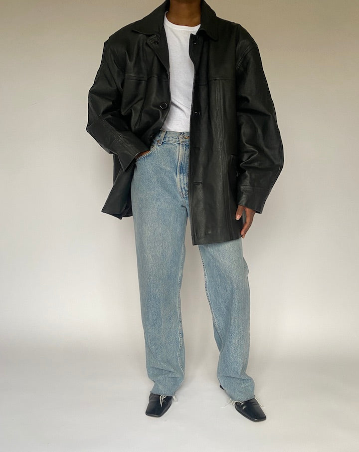 VINTAGE BLACK LEATHER JACKET 4862
