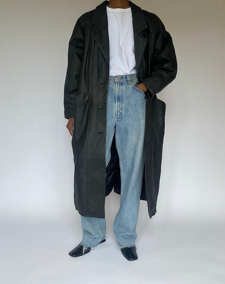 VINTAGE BLACK OVERSIZED LONG COAT 4866