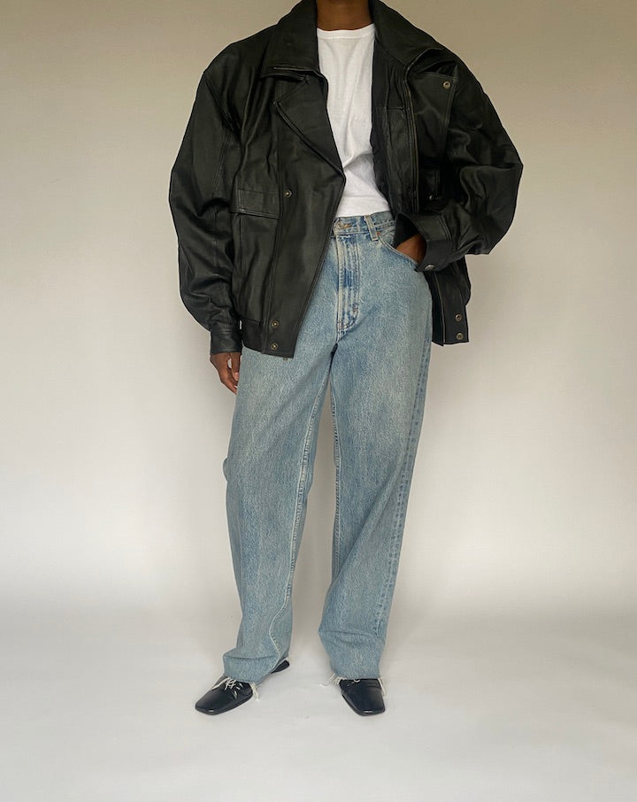 VINTAGE BLACK LEATHER JACKET 4879