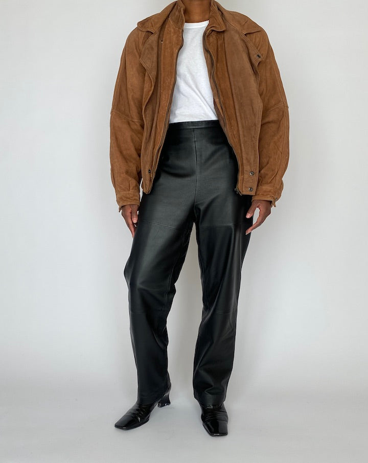 VINTAGE BROWN BOMBER LIKE LEATHER JACKET 4883