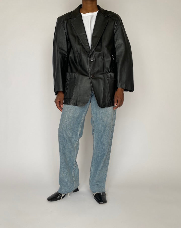 Vintage Black Leather Jacket 4895