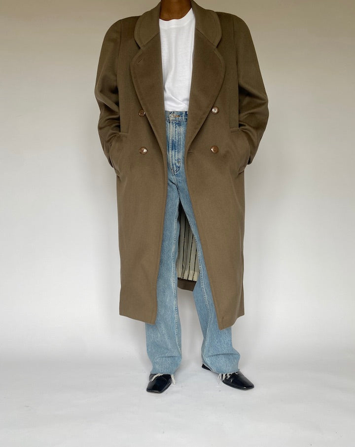 VINTAGE LONG BEIGE WOOL COAT 4901