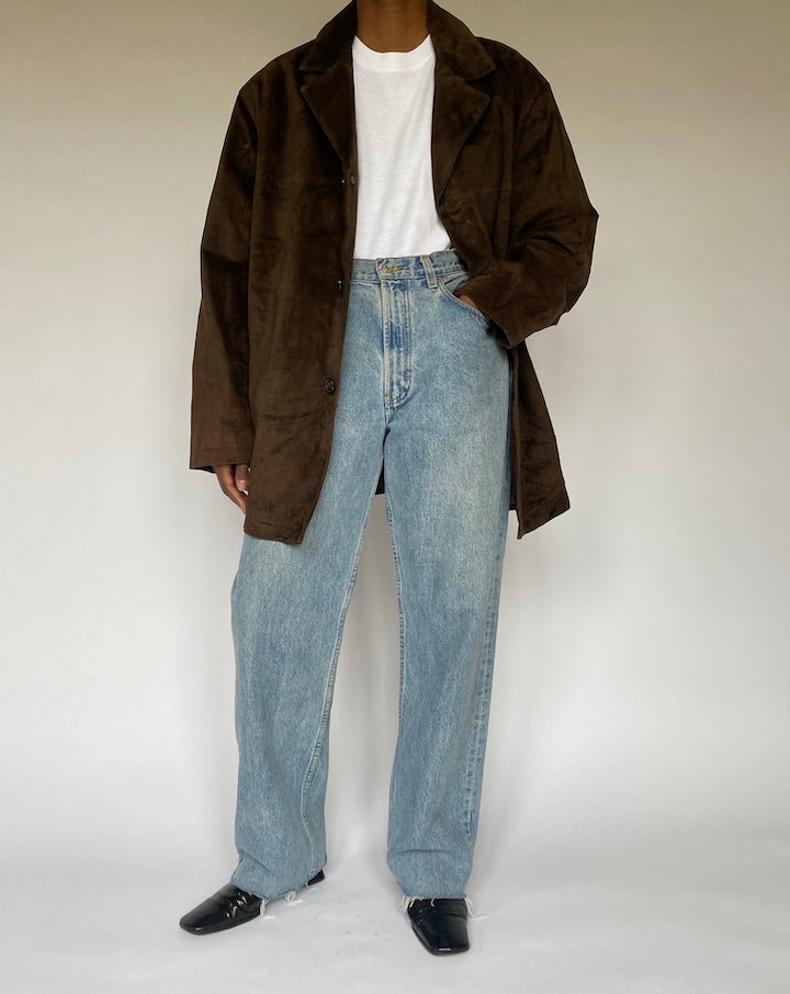 VINTAGE DARK BROWN SUEDE LEATHER JACKET 4909