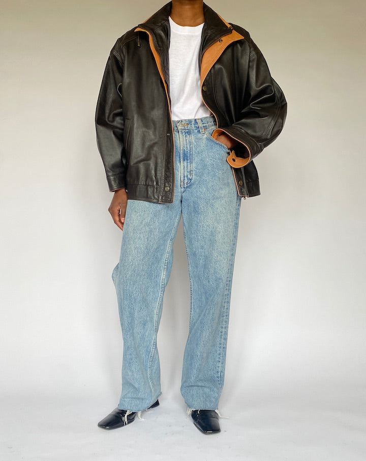 VINTAGE DARK BROWN LEATHER JACKET 4910
