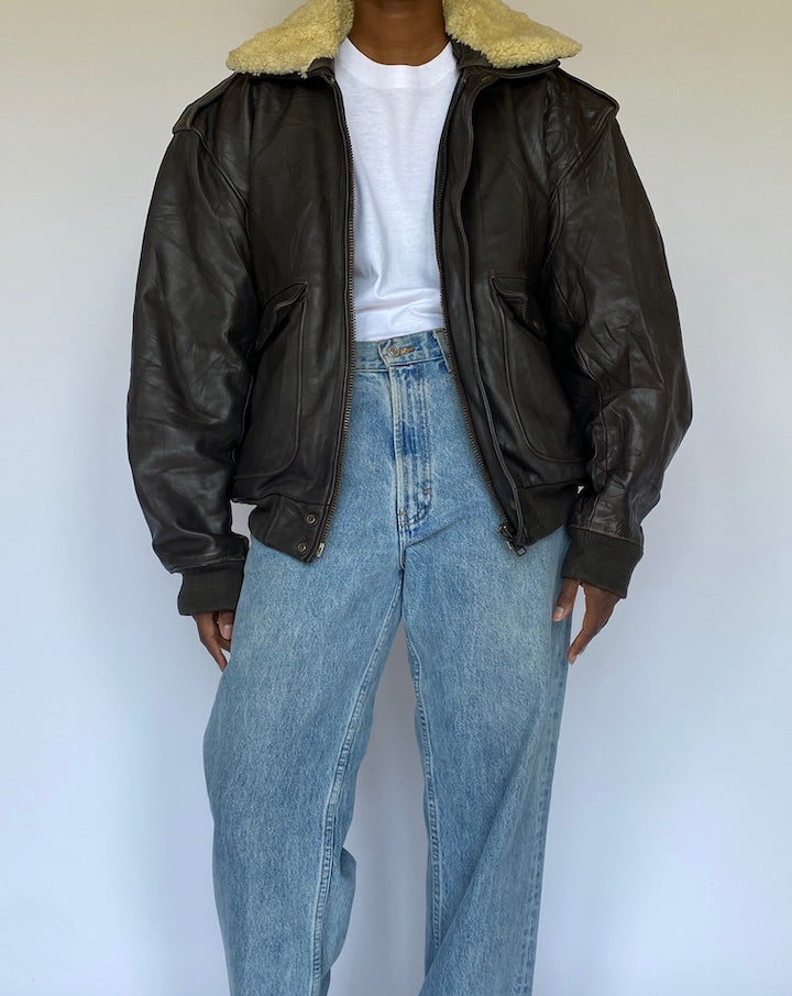 VINTAGE DARK BROWN LEATHER JACKET 4923