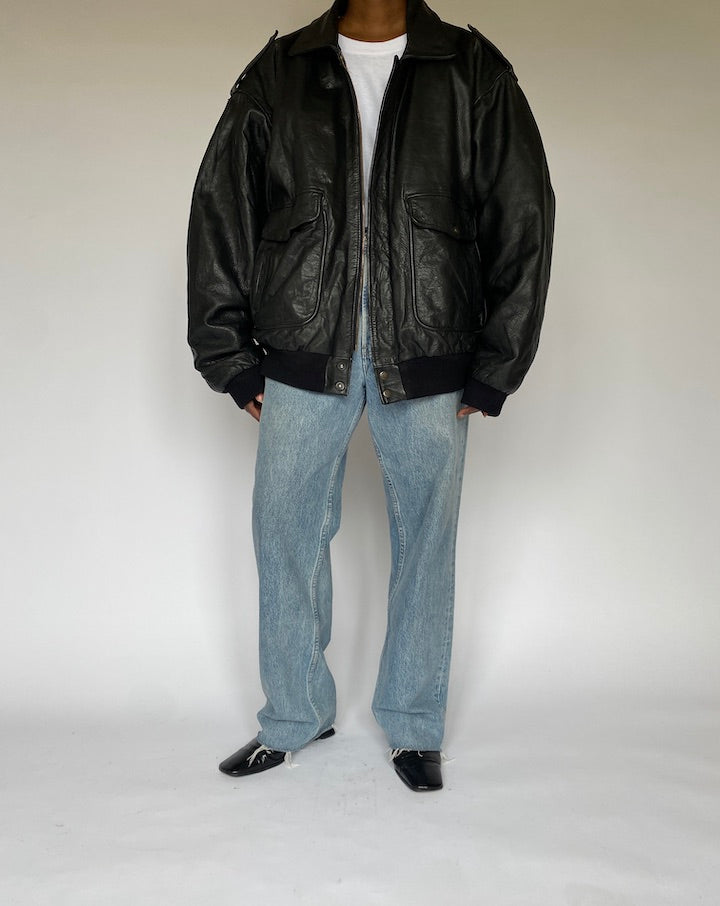 VINTAGE BLACK LEATHER JACKET 4950