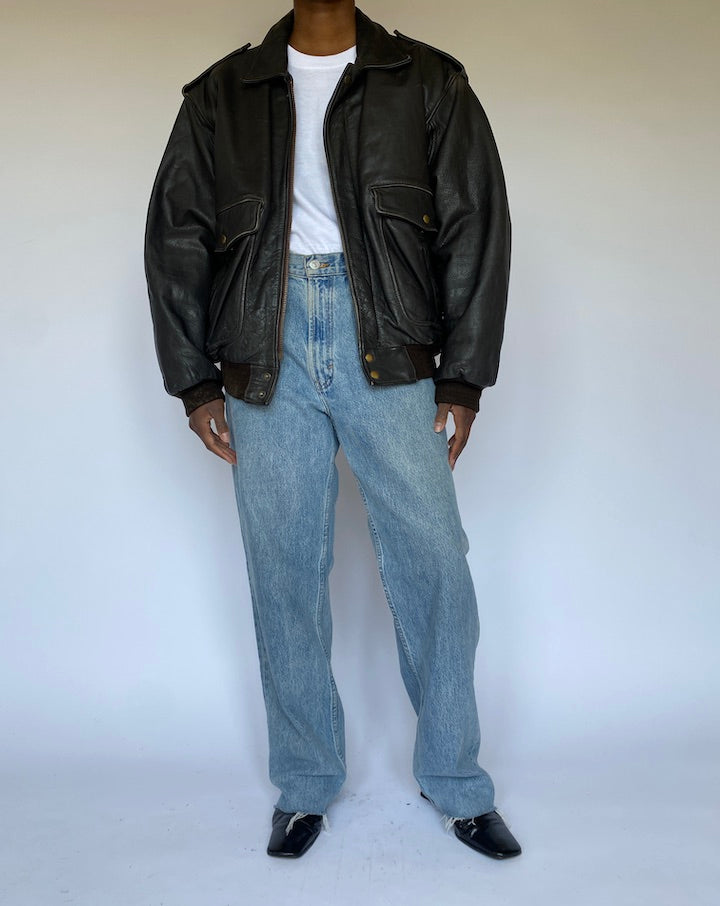 VINTAGE DARK BROWN LEATHER JACKET 4964