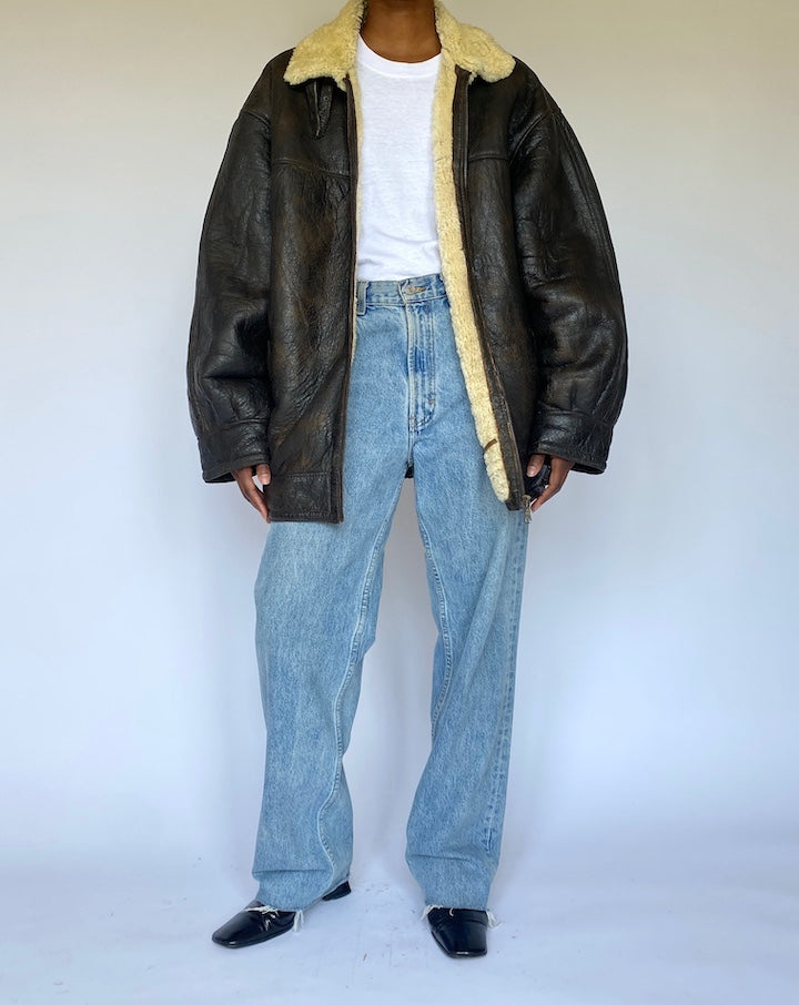 VINTAGE DARK BROWN LEATHER JACKET 4970
