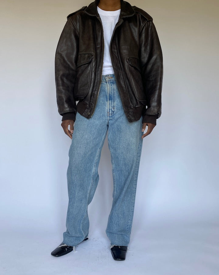 VINTAGE DARK BROWN LEATHER JACKET 4973