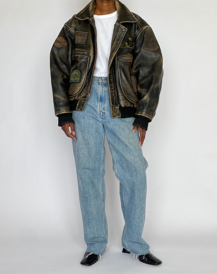 VINTAGE BOMBER LIKE LEATHER JACKET 5006