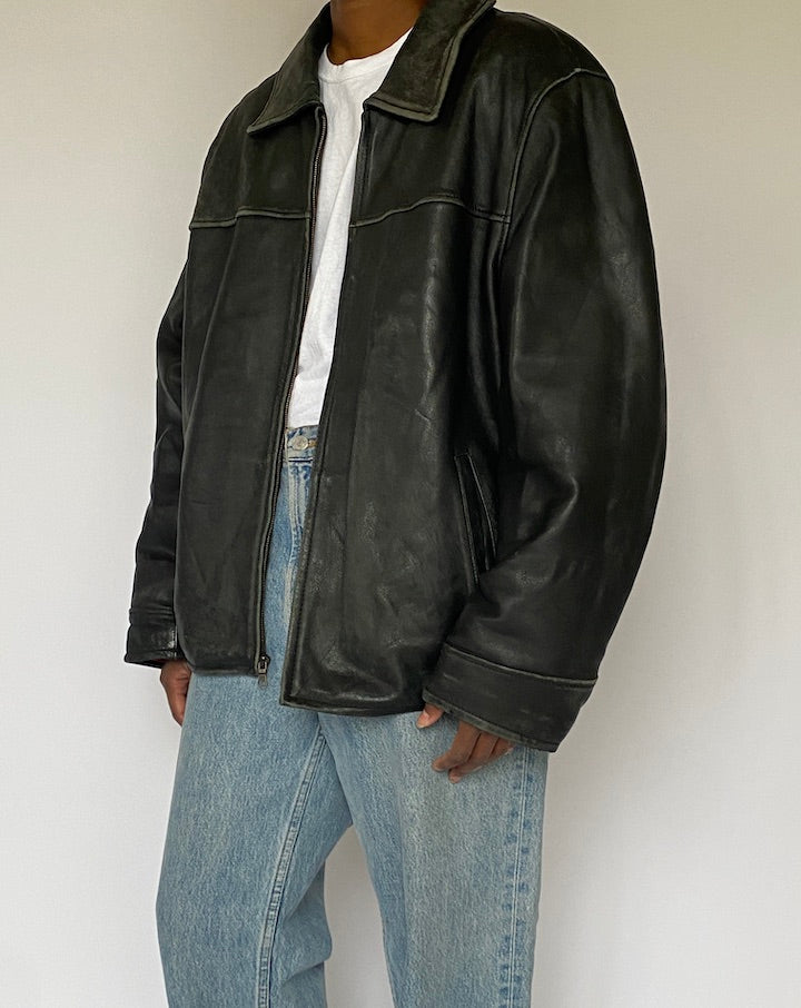 VINTAGE BLACK LEATHER JACKET 5009