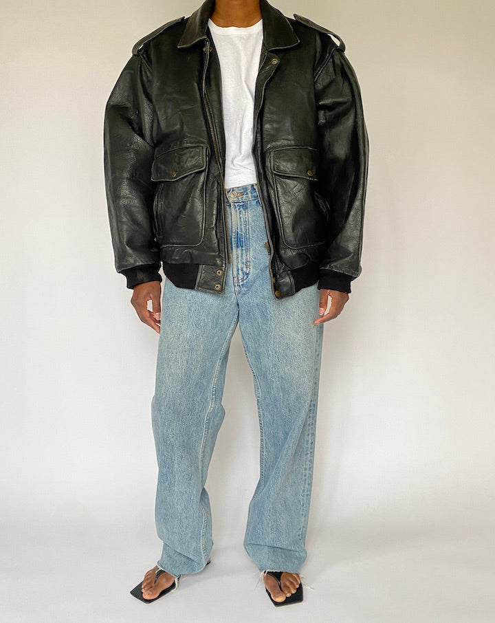 VINTAGE BLACK LEATHER JACKET 5012