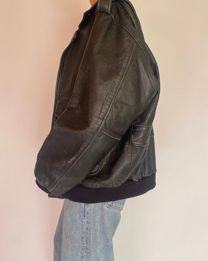 VINTAGE BLACK LEATHER JACKET 5020