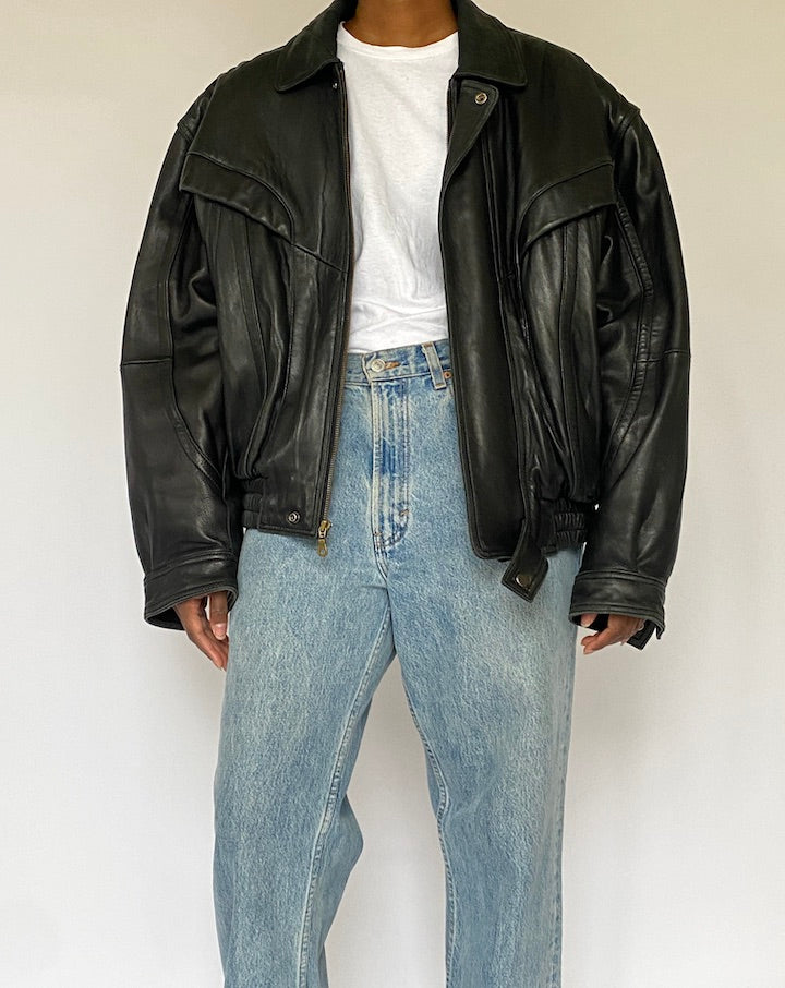 VINTAGE BLACK LEATHER JACKET 5025
