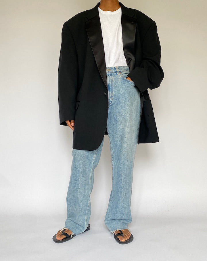 VINTAGE OVERSIZED BLACK WOOL BLAZER 5033