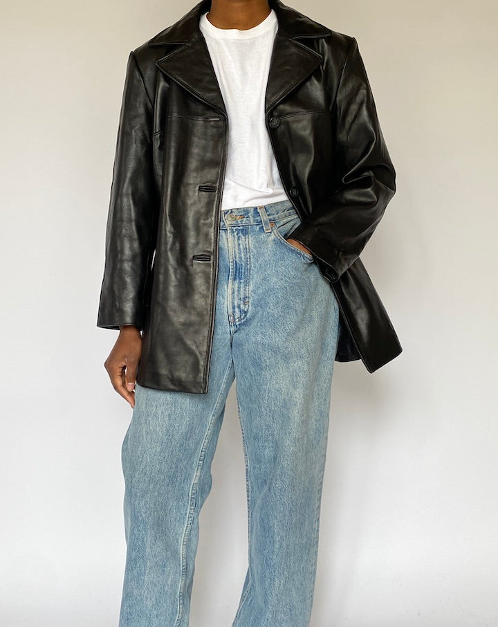 VINTAGE BLACK LEATHER JACKET 5054