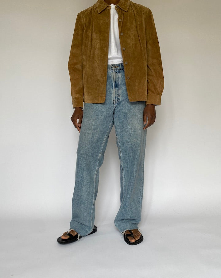 VINTAGE BEIGE SUEDE LEATHER JACKET 5056