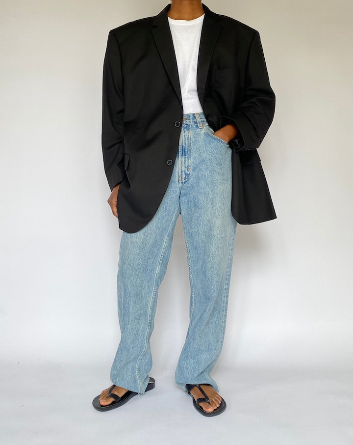 VINTAGE BLACK OVERSIZED SINGLE BREASTED BLAZER 5060