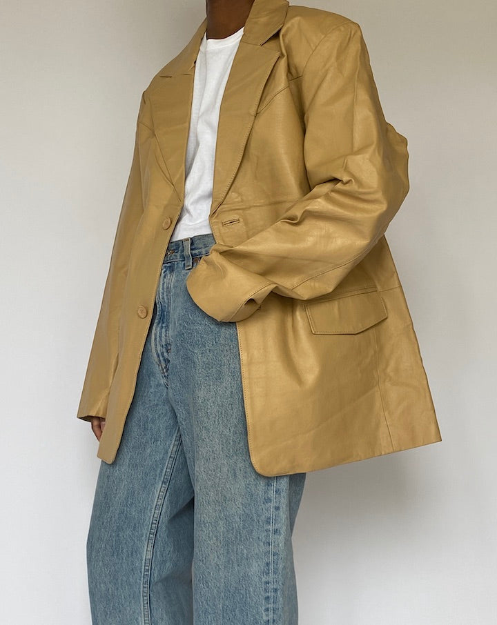VINTAGE BEIGE LEATHER JACKET 5079