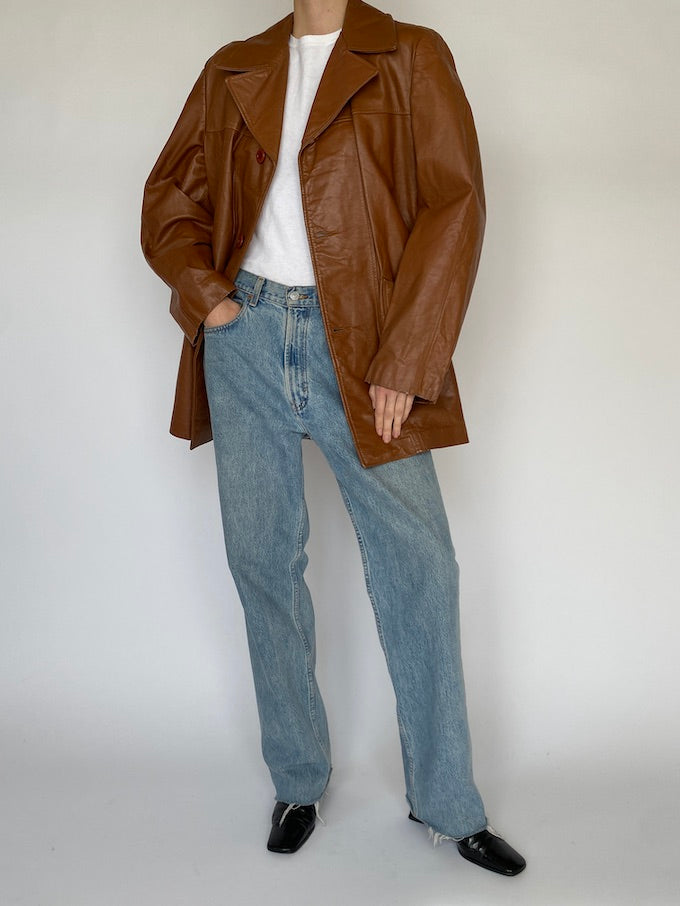 Vintage brown leather jacket 5085