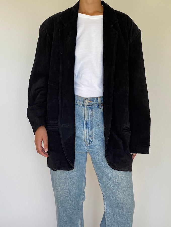 Vintage black suede leather jacket 5107