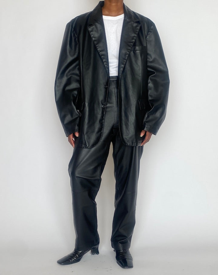 VINTAGE BLACK FAUX LEATHER JACKET 5116