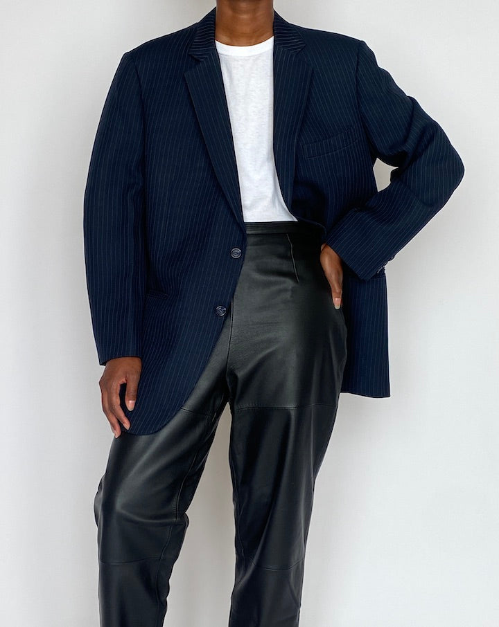 VINTAGE NAVY PINSTRIPED BLAZER 5119