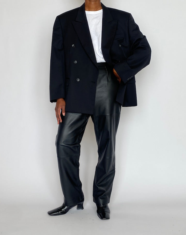Vintage Black Double Breasted Wool Blazer 5122