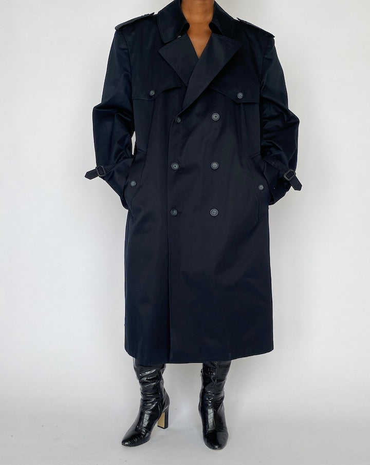 VINTAGE NAVY OVERSIZED TRENCH COAT 5153