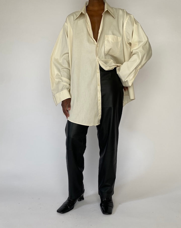 Vintage Oversized Cream Pinstriped Shirt 5167