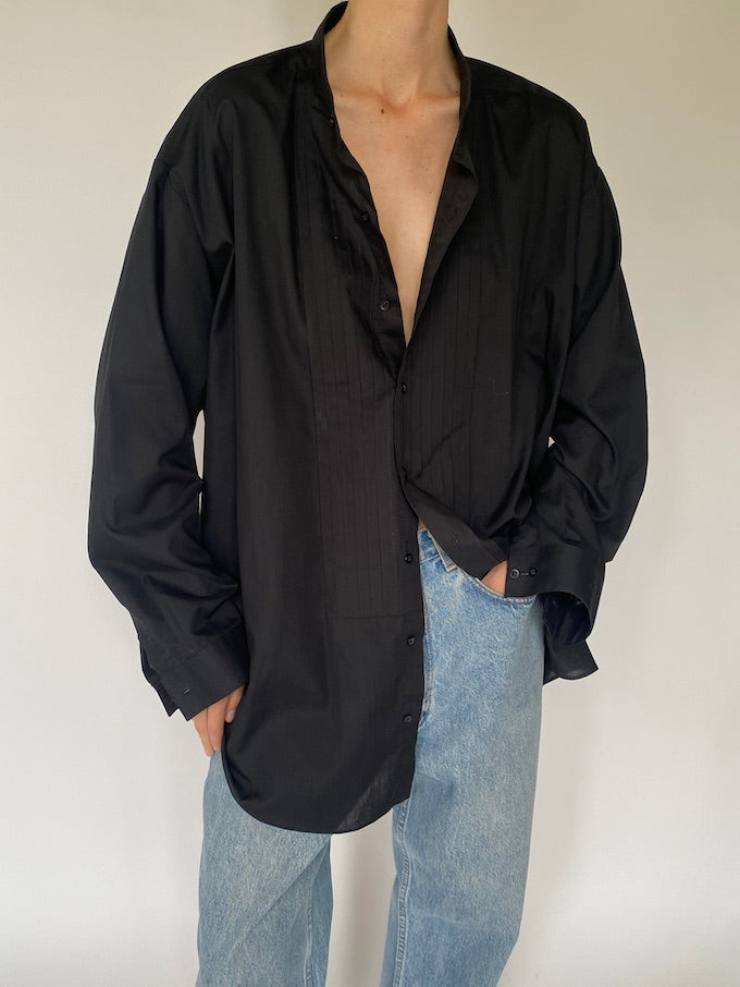 Vintage black pleated oversized shirt 5196