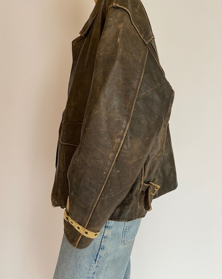 VINTAGE BROWN LEATHER JACKET 5204