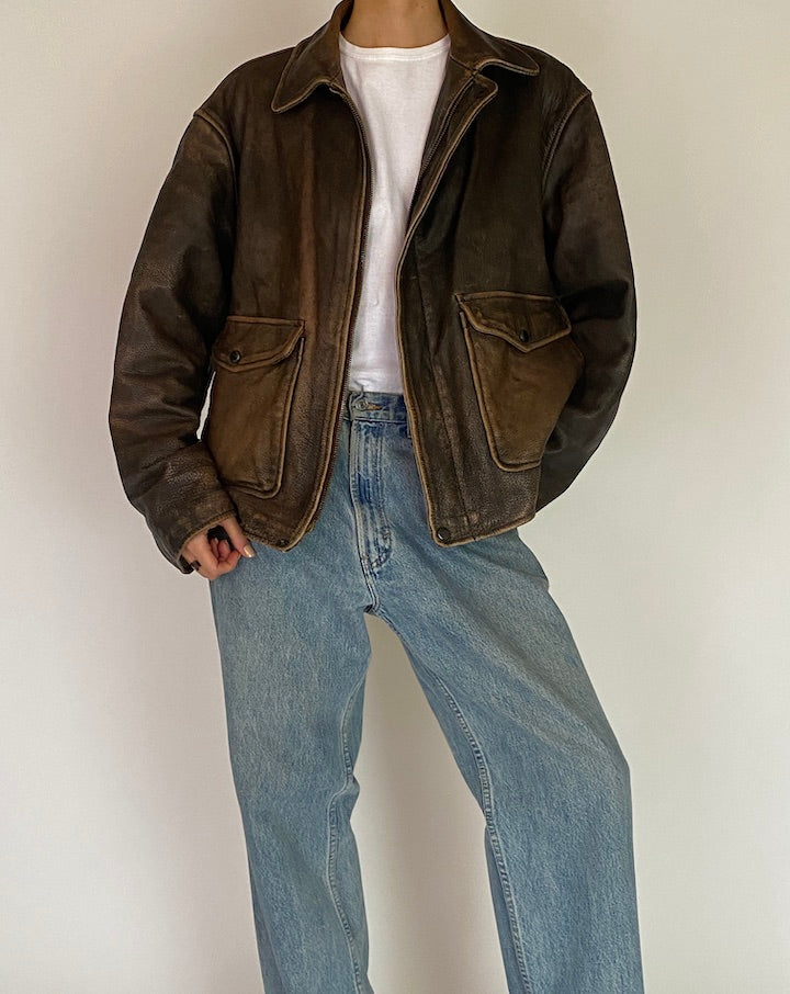 VINTAGE BROWN LEATHER JACKET 5210