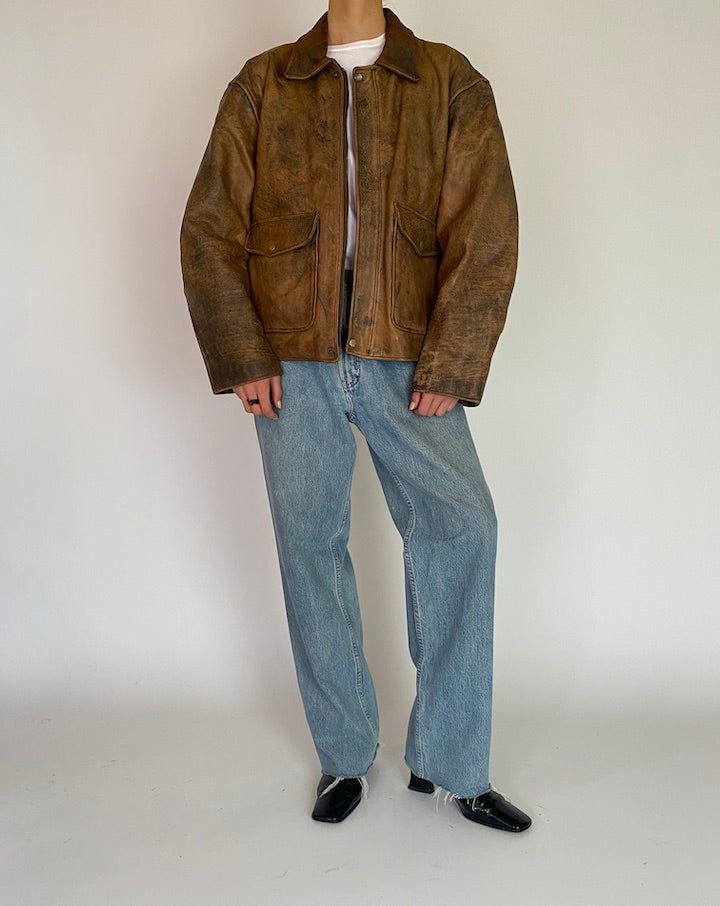 VINTAGE BROWN LEATHER JACKET 5211