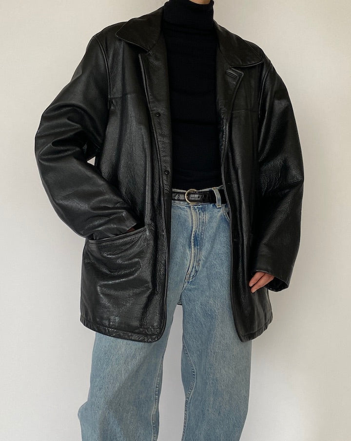 Vintage Black Leather Jacket 5213