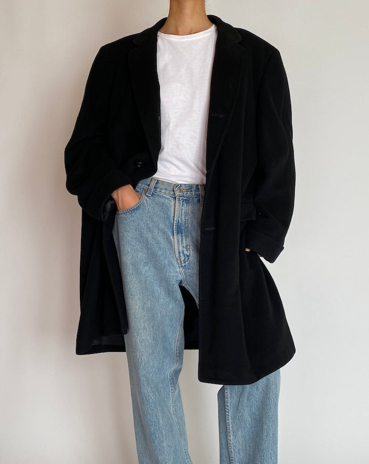 VINTAGE BLACK CASHMERE COAT 5218