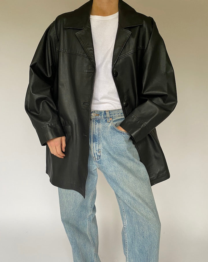 Vintage Black Leather Jacket 5236